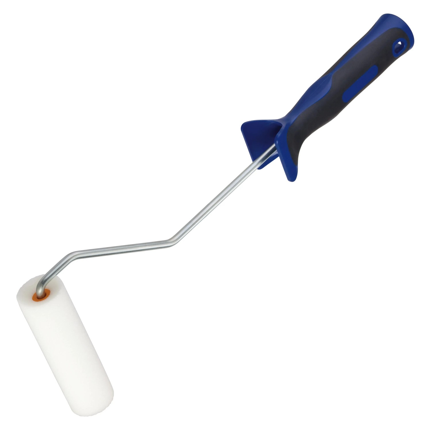 Rullo in schiuma LUX, 10 cm, con impugnatura morbida blu e nera per verniciare.