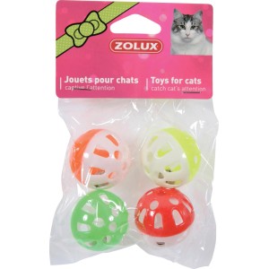 Palline per gatti Zolux, set da 4, colori assortiti, giocattolo per gatti.