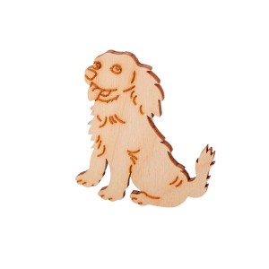 Figura decorativa per parete a forma di cane in legno, color naturale