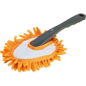 OBI Mop universale per la cura dell'auto con frange arancioni e manico grigio.