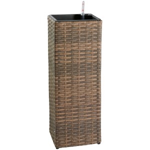 Colonna portapiante marrone (76 cm) effetto vimini per giardino o balcone.