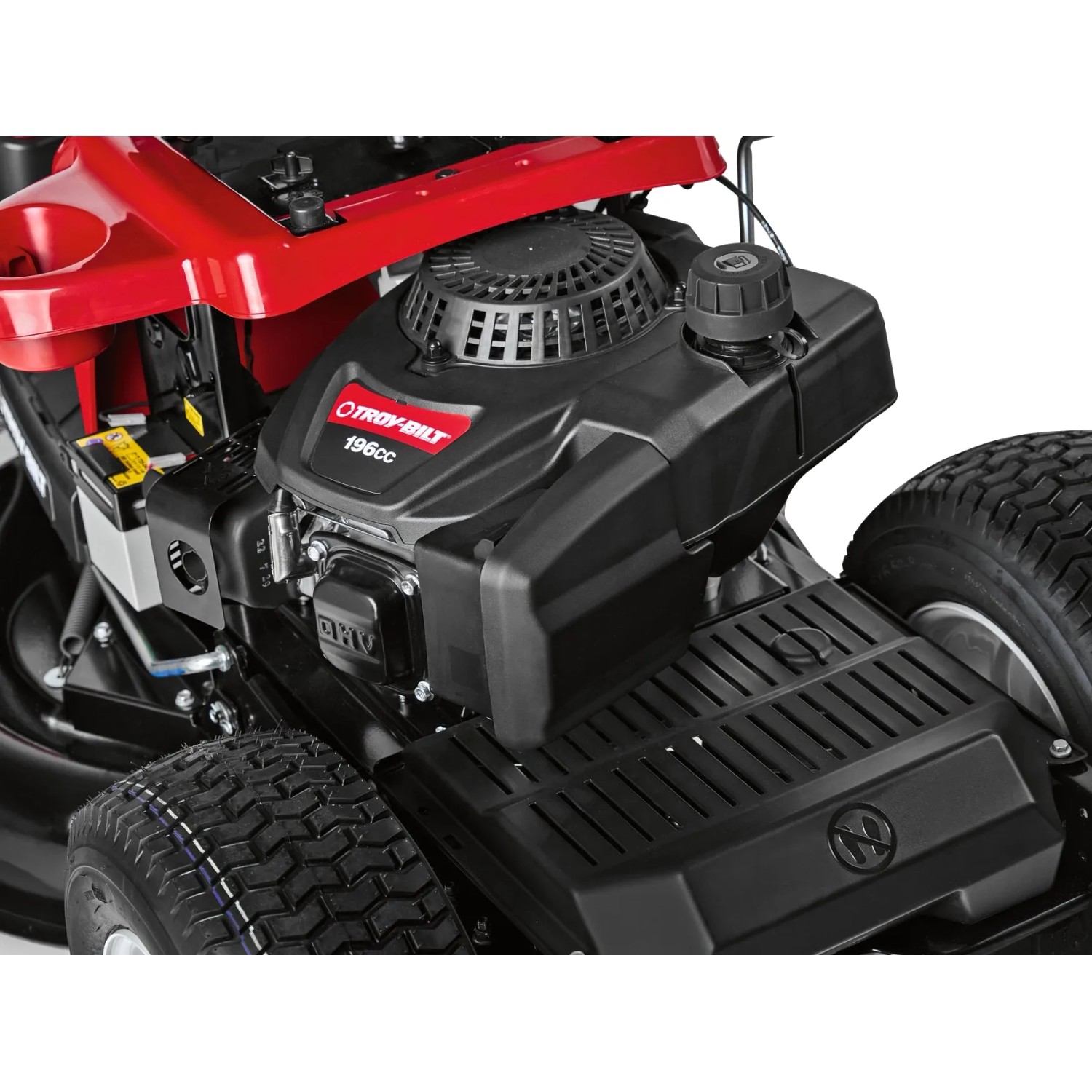 Dettaglio: Tosaerba trattorino Troy-Bilt Mini-Rider 60T-S, trattore da giardino con motore 196cc.