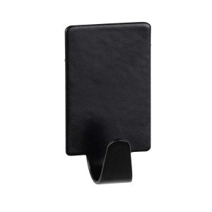 Wenko ganci rettangolari autoadesivi in acciaio inox, set da 4, nero. Ideali per bagno e cucina.