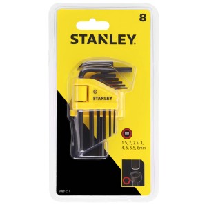 Set di chiavi a brugola Stanley, 8 pezzi, in supporto giallo.