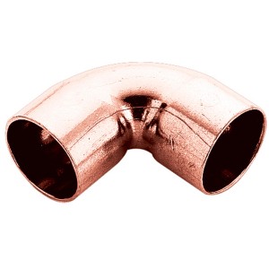 Raccordo a gomito in rame per cassette WC, 90 gradi.