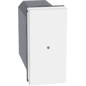 Interruttore t.b.t., bianco con bordo grigio. Interruttore a parete per interni.