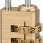Lucchetto a combinazione color oro con tre ghiere per codici personalizzati.