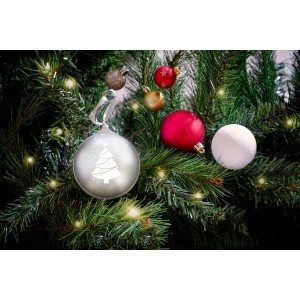 Pallina di Natale in plastica luminosa bluetooth grigio Ø 8,5 cm