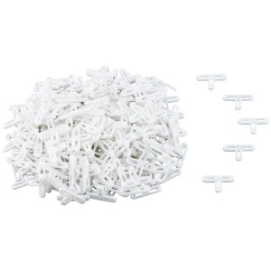 Distanziatori a T per piastrelle LUX bianchi (5 mm) per fughe uniformi.