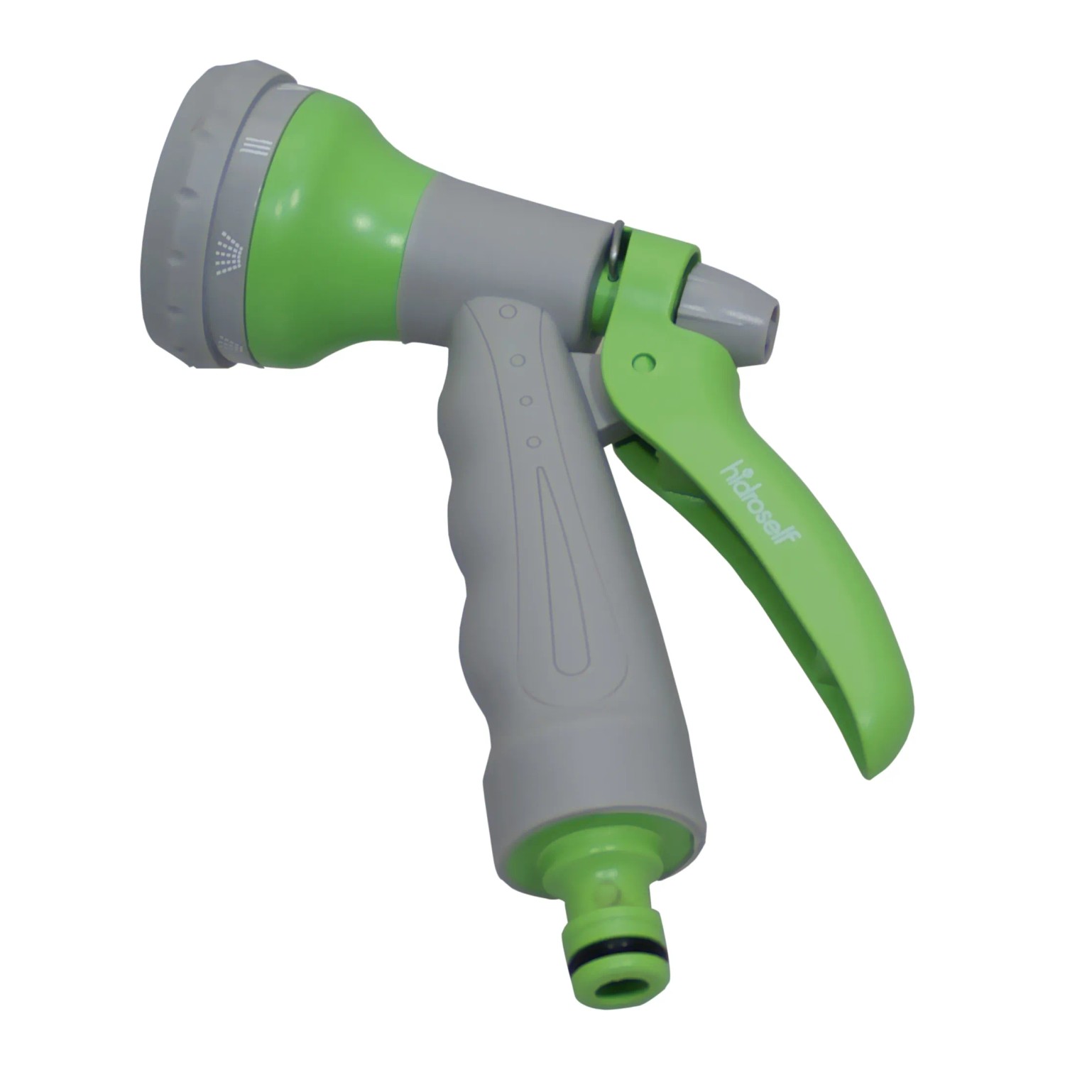 Pistola per irrigazione da giardino grigia e verde.