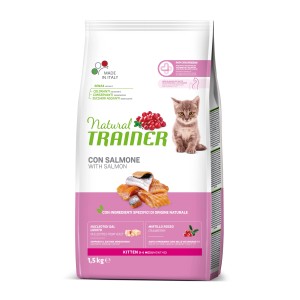 Natural Trainer cibo secco per gatti Kitten con salmone, 1.5kg.