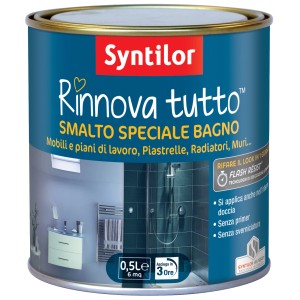 Barattolo blu scuro di smalto per bagni t.b.t. di Syntilor. Adatto per mobili, piastrelle, radiatori e pareti.