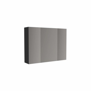 Mobile bagno specchiera contenitore 3 ante L80xH60xP16 cm grafite opaco