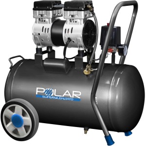 Compressore t.b.t. grigio con due cilindri e ruote.