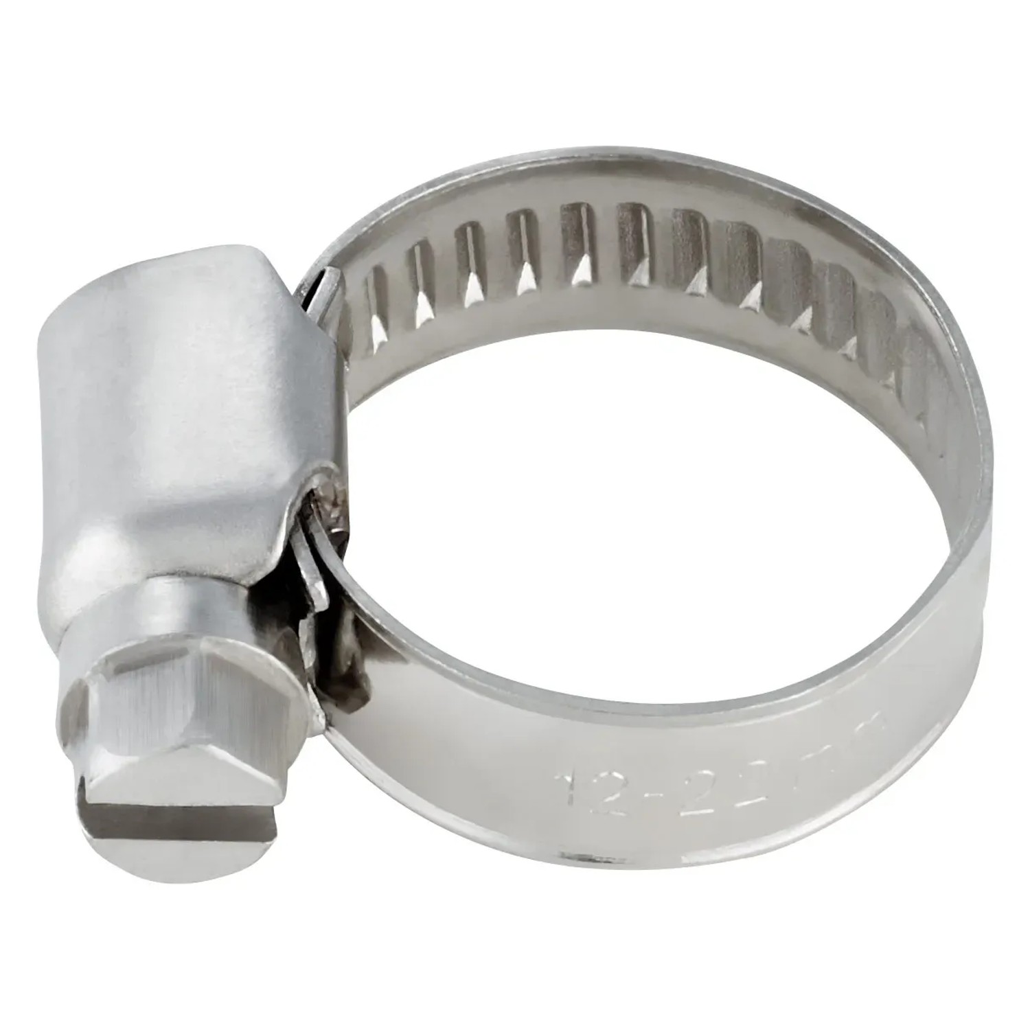 Fascetta stringitubo in acciaio inox, 12-22 mm, per collegamenti sicuri dei tubi.