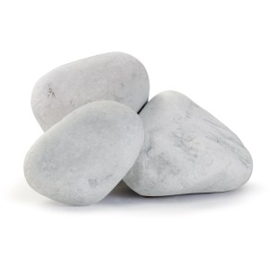 Ciottoli decorativi bianchi per giardino e decorazioni.