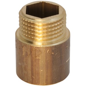 Raccordo in acciaio t.b.t. color ottone con filettatura e testa esagonale.