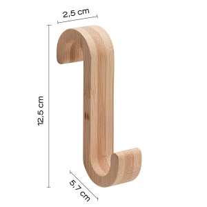 t.b.t. Gancio a muro in bambù con dimensioni per bagno e cucina.