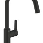 Miscelatore lavello Grohe QuickFix Start, nero, con bocca alta per montaggio monoforo.