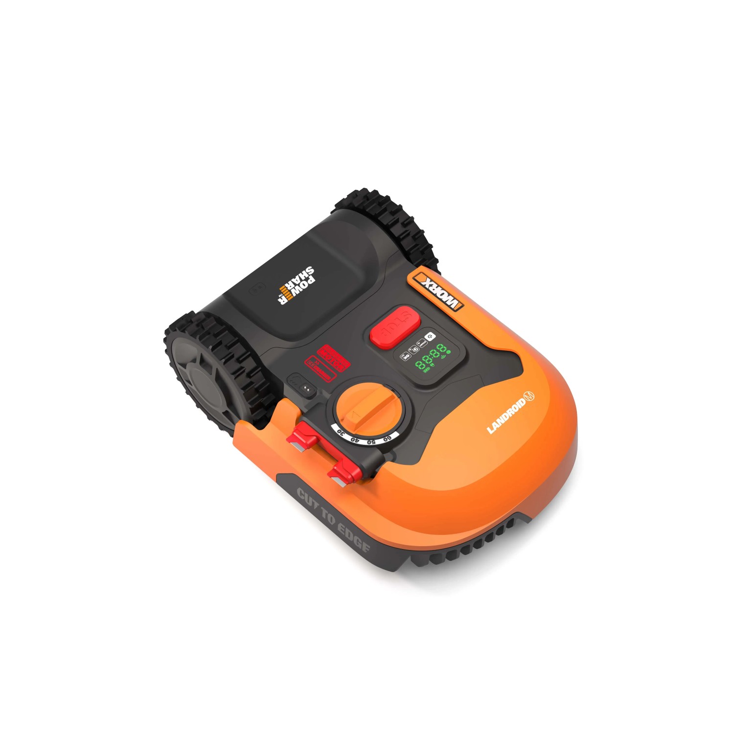 Worx Landroid S250 robot tagliaerba WR168E: Robot tagliaerba compatto arancione e nero.