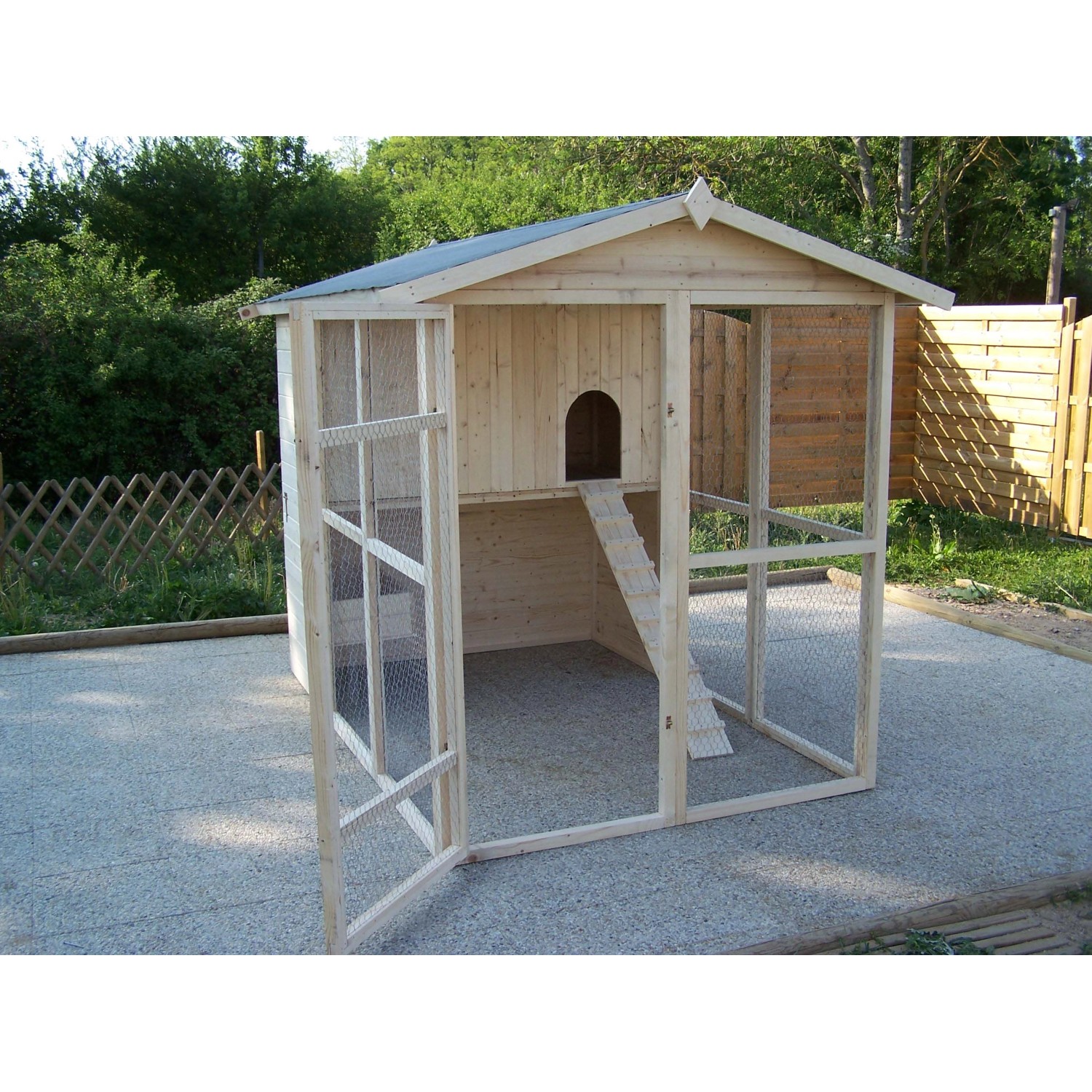 Pollaio in legno con tetto apribile 160x244 cm_2