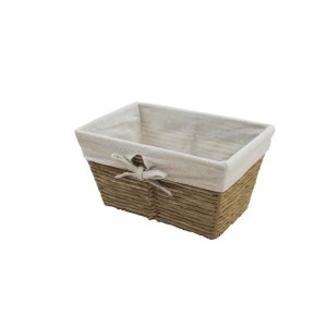 Cesto in carta intrecciata beige Osaka con fodera in tessuto ecrù