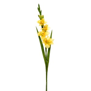 Fiore artificiale di gladiolo giallo, decorazione dettagliata per interni.