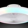 Plafoniera LED bianca con ventilatore e illuminazione colorata.