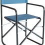 Sedia da regista blu t.b.t. con braccioli e struttura in metallo nero.