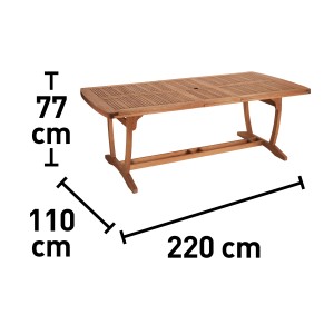 Immagine del tavolo da giardino t.b.t. con dimensioni: 220x110x77 cm.