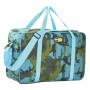 Borsa da campeggio t.b.t. con motivo mimetico blu e cinghie di trasporto.