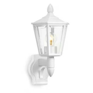 Lampada da esterno con sensore Steinel L 15 bianca in design classico con attacco E27.