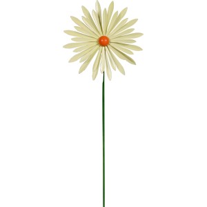 Paletto decorativo a margherita, 95 cm, bianco-arancio, in lamiera d'acciaio per il giardino.