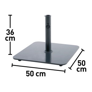 Base per ombrellone quadrata grigia t.b.t. con dimensioni 50x50x36 cm.