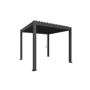 Pergola Biohort, grigio scuro metallizzato, 255x312x312 cm, copertura per patio a lamelle.