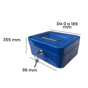 Cassetta portamonete in acciaio 90x200x160 mm blu