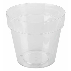 Vaso per piante t.b.t. trasparente in plastica per interni ed esterni.