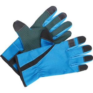 Guanti da fiorista blu taglia 8 con puntini in PVC per giardinaggio.