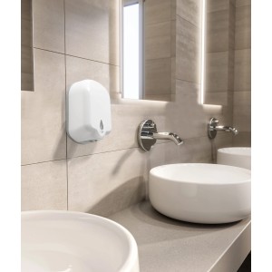 Dispenser sapone bianco in bagno moderno. Categoria: Dispenser sapone.