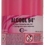 Bottiglia di alcool denaturato rosa, adatto per la pulizia della casa.