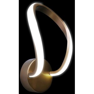 Applique LED moderna con design curvo in effetto oro.