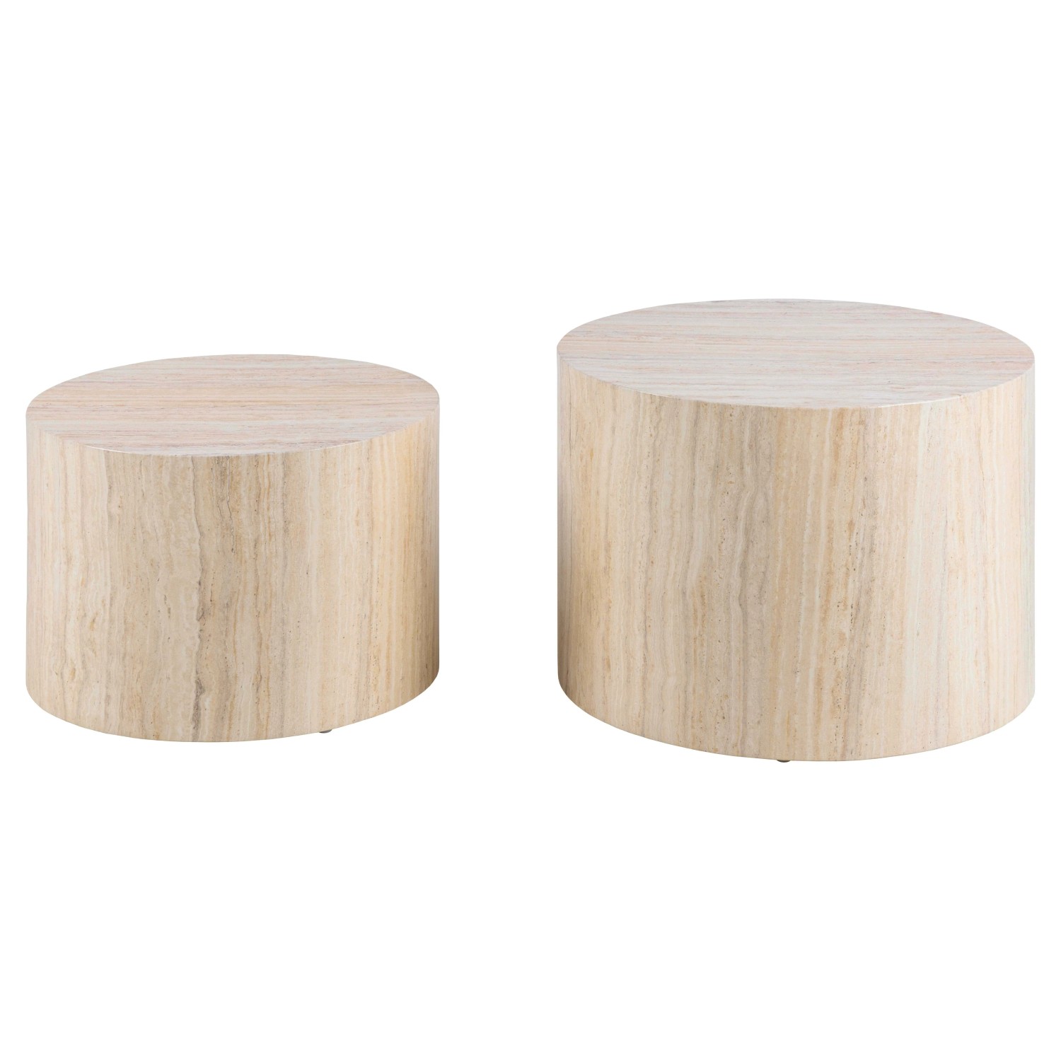 Set 2 tavolini da salotto legno Motrik effetto travertino beige tondo h40 cm_5