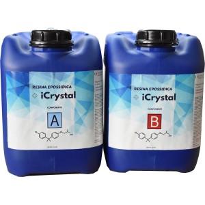 Set resina epossidica iCrystal, due contenitori blu (componente A & B) per rivestimenti trasparenti.