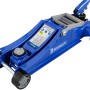 Cric a carrello blu Michelin per riparazioni auto e cambio pneumatici.