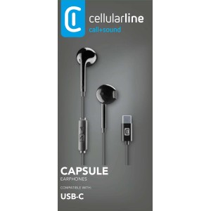 Cuffie t.b.t. USB-C nere di Cellularline.