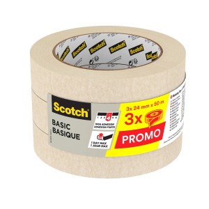 Nastro per mascheratura di base Scotch® 24 mm x 50 m 3 pz