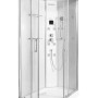 Cabina doccia t.b.t. con vetro frontale e doccia integrata.