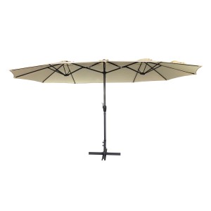 Ombrellone da mercato t.b.t. beige con struttura in acciaio per giardino o terrazzo.