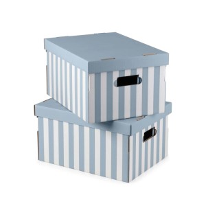 Scatole in cartone Shirt set 2 azzurro 40x31x21 cm