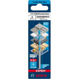 Punta universale Bosch CYL-9 MultiConstruction, 4 mm, adatta a diversi materiali.